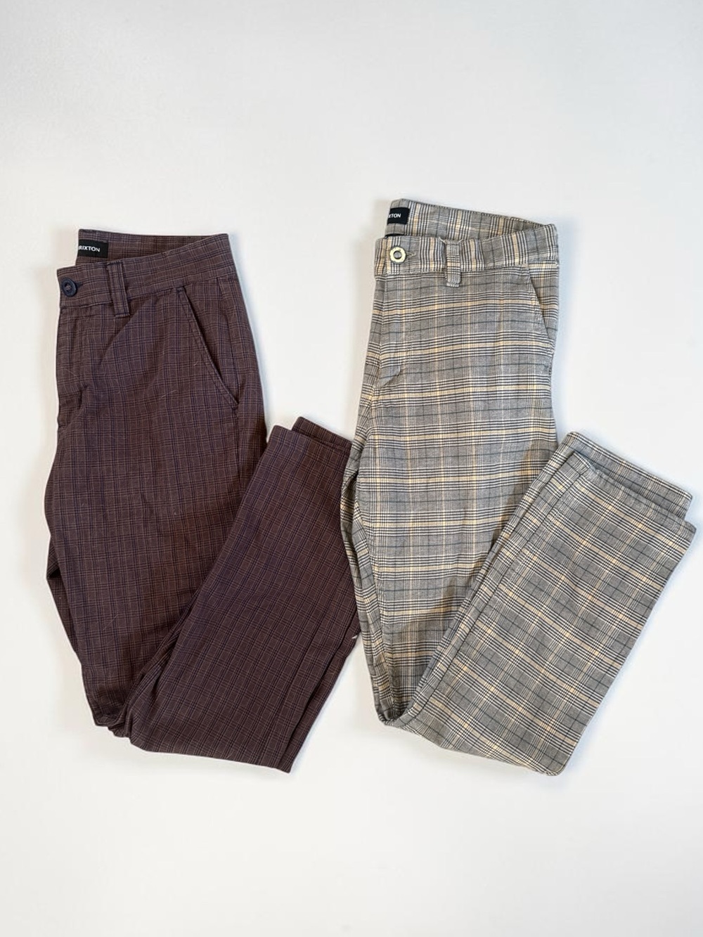 Brixton Brown Pinstripe and Gray Plaid Dress Pants Set